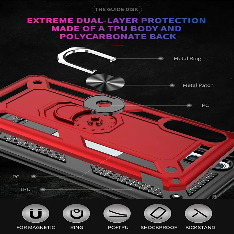 ZNP Shockproof Stand Phone Case For Samsung Galaxy A90 A80 A70 A60 A50 A40 A30 A20 A10 M10 M20 With Holder Ring Armor Cover Case