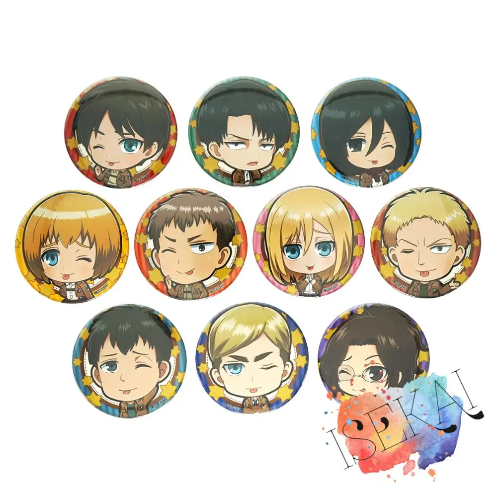 Attack On Titan Anime Badge Eren Levi Armin Arlelt Zoe Hange Hans Jean Erwin Smith Krista Lenz Metal Badge Brooch Pins Brooches Aliexpress