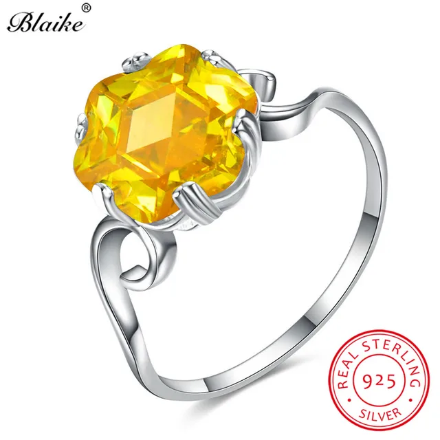 Blaike Yellow Topaz Hexagram Zircon Rings For Women 925 Sterling Blaike Yellow Topaz Hexagram Zircon Rings For Women 925 Sterling Silver Jewelry Citrine Wedding Bands November