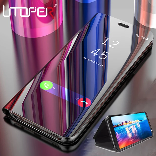

Smart Mirror Flip Phone Case For Samsung Galaxy Note 9 Case Clear View Cover For Samsung S8 S9 Plus A7 2018 J4 J6 J8 2018 Cover