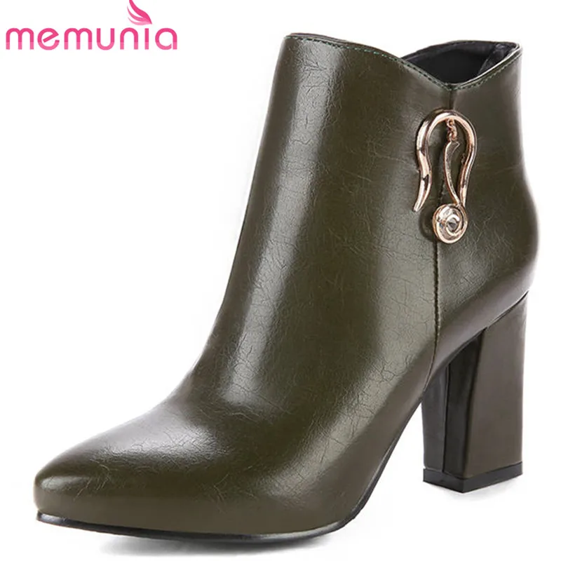 

MEMUNIA 2018 new fashion shoes woman pointed toe autumn winter boots women zipper simple ankle boots eleagnt high heels boots
