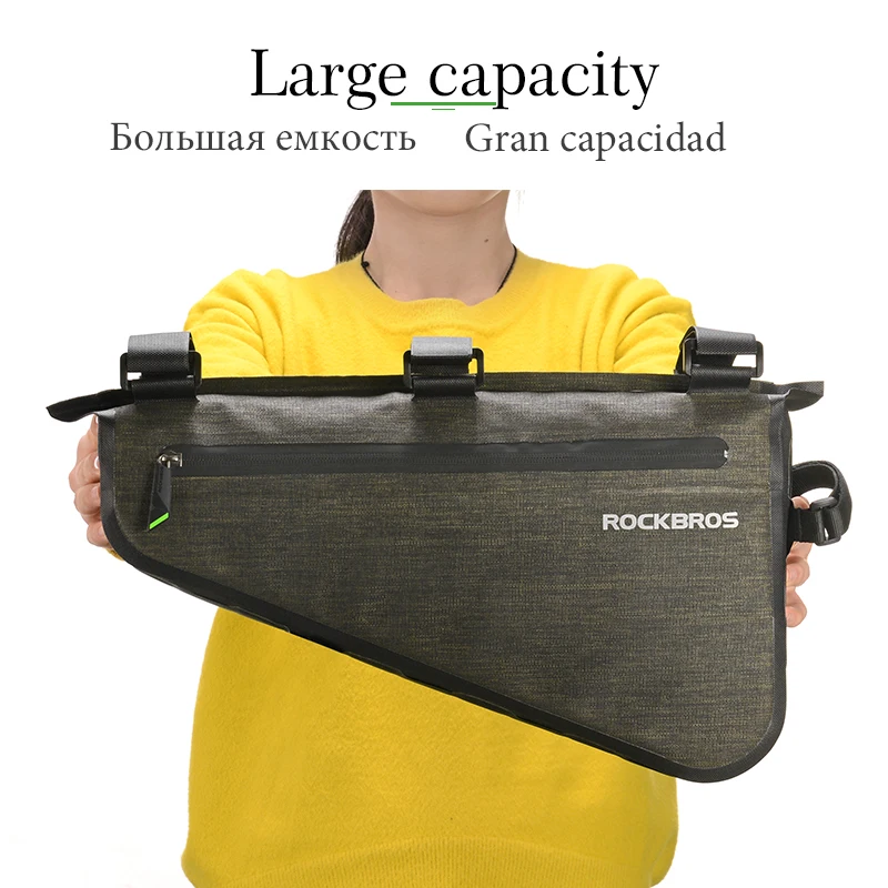 Tanie ROCKBROS rowerowa torba na rower przeciwdeszczowa duża pojemność MTB Road torebka na ramę trójkąt etui wodoodporna torba do pakowania Pannier akcesoria