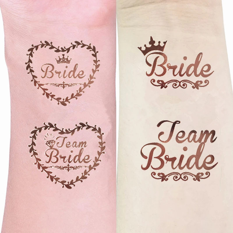 100 шт Розовое золото невесты команды татуировки стикер девичника вечерние команды невесты, чтобы быть прием гостей в доме невесты Boda украшения, Q