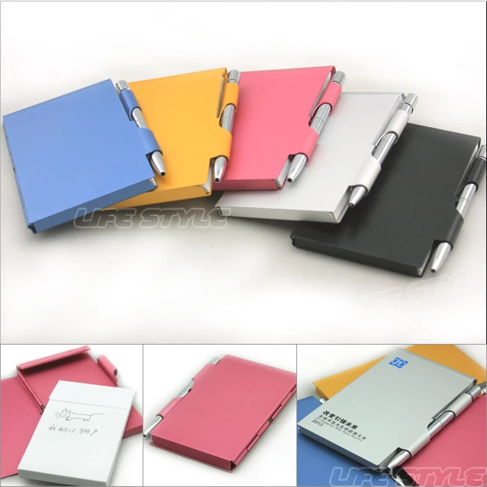 Multicolour a7 notepad notebook stationery with pen aluminum small book