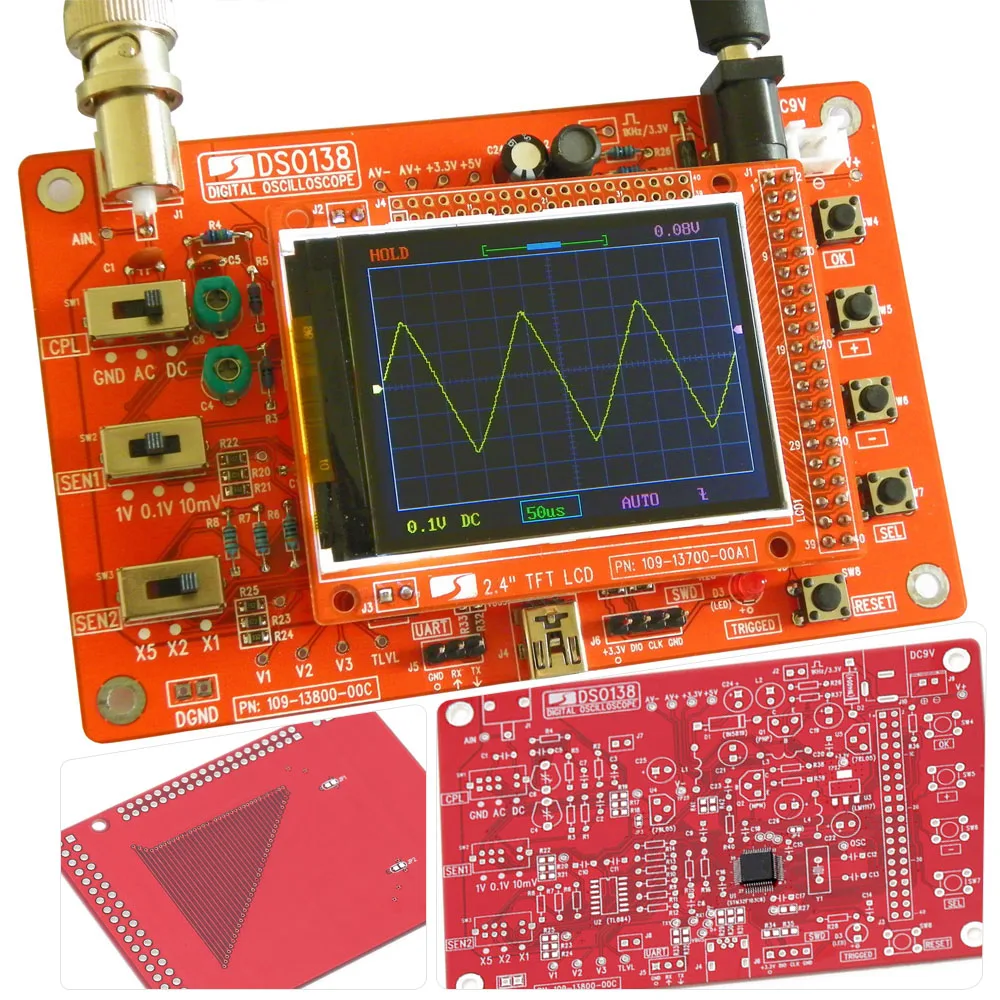 DSO138 2," TFT Ручной карманный цифровой осциллограф комплект diy части+ акриловый DIY чехол оболочка для DSO138