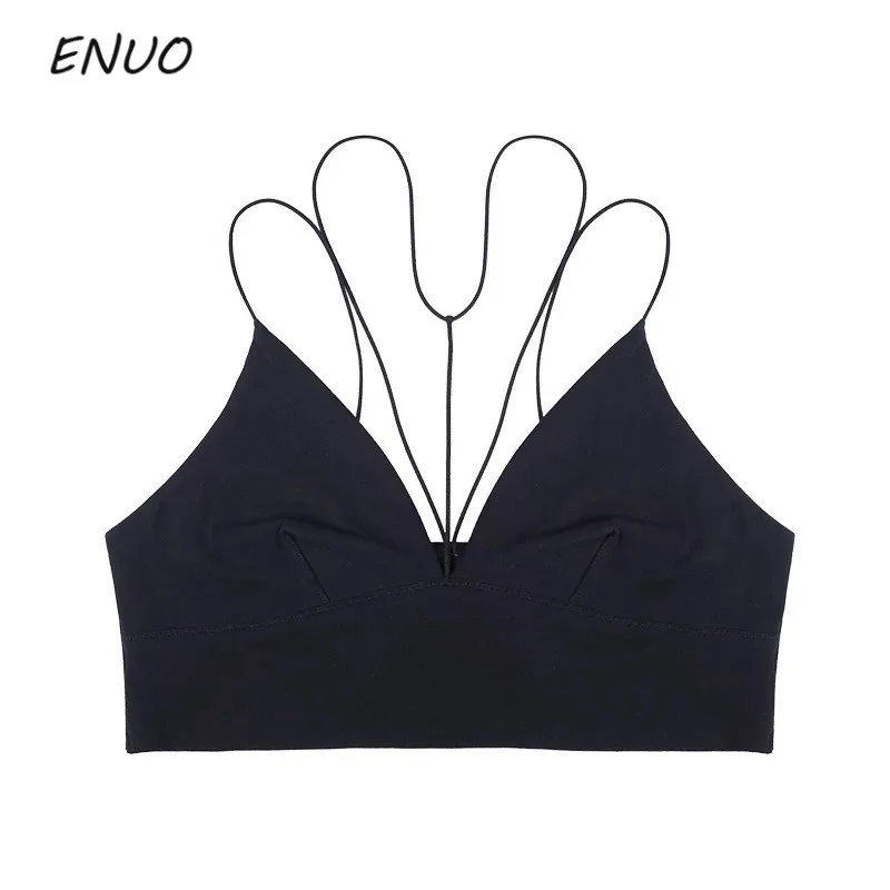 

Double Fabric Summer Seamless Bra Deep V Neck Sexy Y Shape Strap Lingerie Bra Crossing Back Beautiful Large Full Cap No Pad