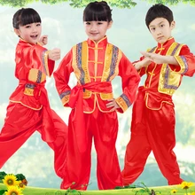 Детская Одежда для танцев Обувь для девочек танцевальные костюмы с длинными рукавами платье Дети Боевые искусства кунг-фу Рубашка Костюмы и показать костюм