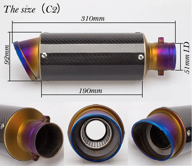 36-51 мм Универсальный мотоцикл выхлопной трубы с DB убийца мотоцикл глушитель выхлопной глушитель выхлопных газов z900 mt09 sv650 cbr300r msx125 R25 MT03 duke 690 NINJA650