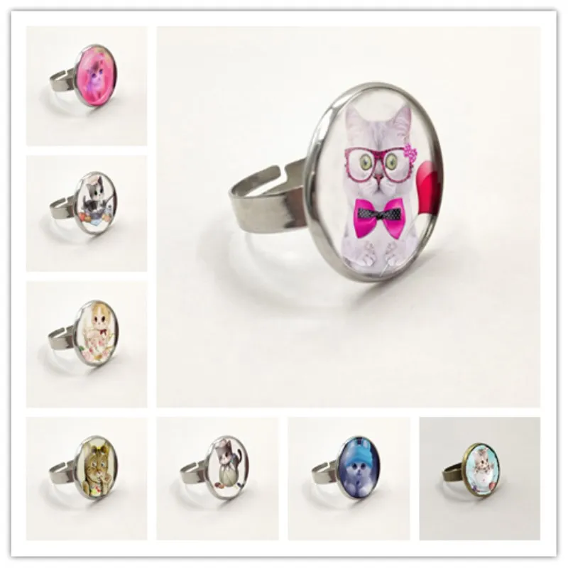 

High Quality Girls Silver Plated Cute Cat Ring For Women Hot Sale Lovely Kids Cat Ring Jewelry
