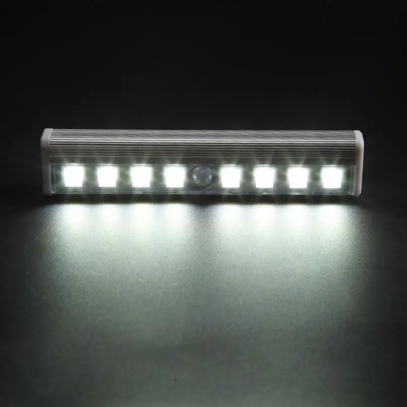 Беспроводной 8LED под кабинет свет пассивный инфракрасный датчик ночного освещения движения сенсор лампа Шкаф Кухня 3 м расстояние