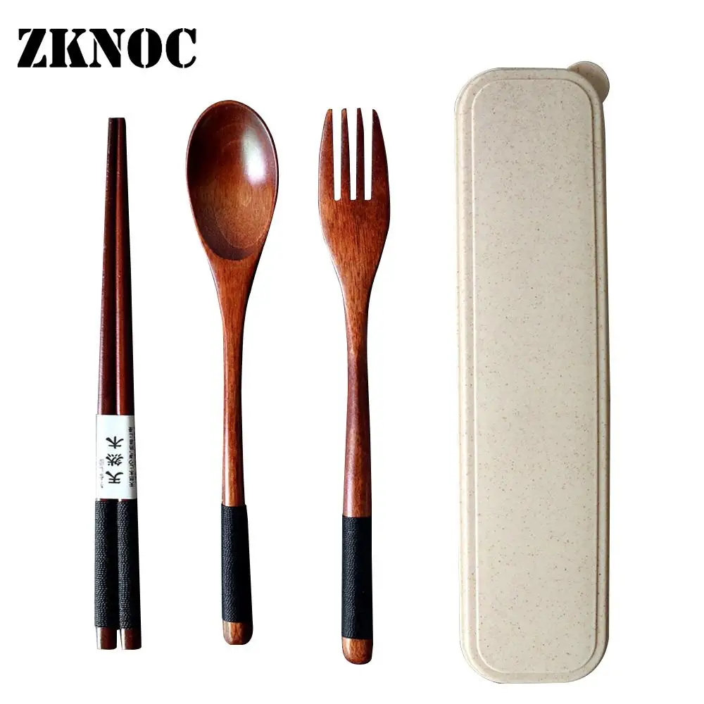 5PC/set Wood Portable Tableware Wooden Cutlery Sets Travel Dinnerware Suit Environmental Elegant with case Pack Gift for school 5PC/set Wood Portable Tableware Wooden Cutlery Sets Travel Dinnerware Suit Environmental Elegant with case Pack Gift for school
