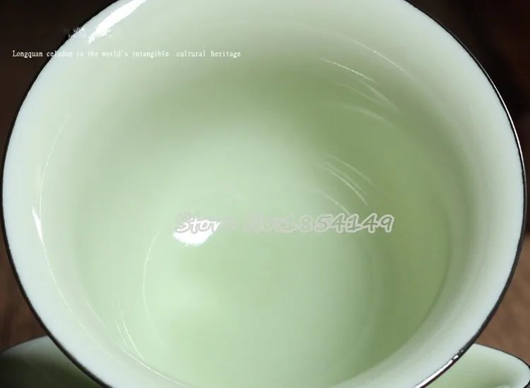 Китайский Longquan Celadon Gaiwan Китай Чай чашки и блюдца Чай ковша 130 мл национальным уровне мастер служить Чай чашки фарфор Чай горшок