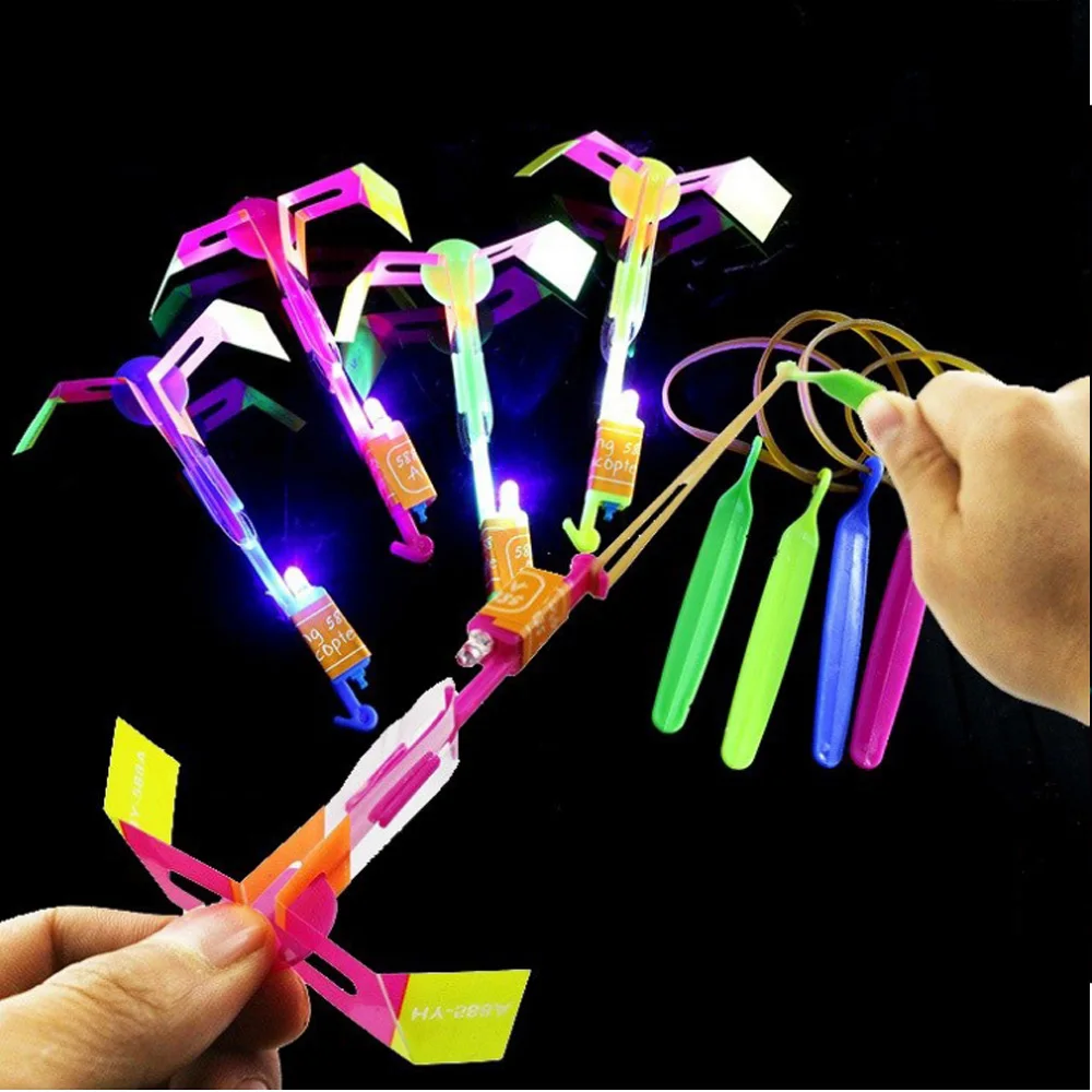 

50/100PCS Rocket Flash Arrow Luminous Big Slingshot LED Light Arrows Flash Helicopter Flying Emitting Children's Toys Gift