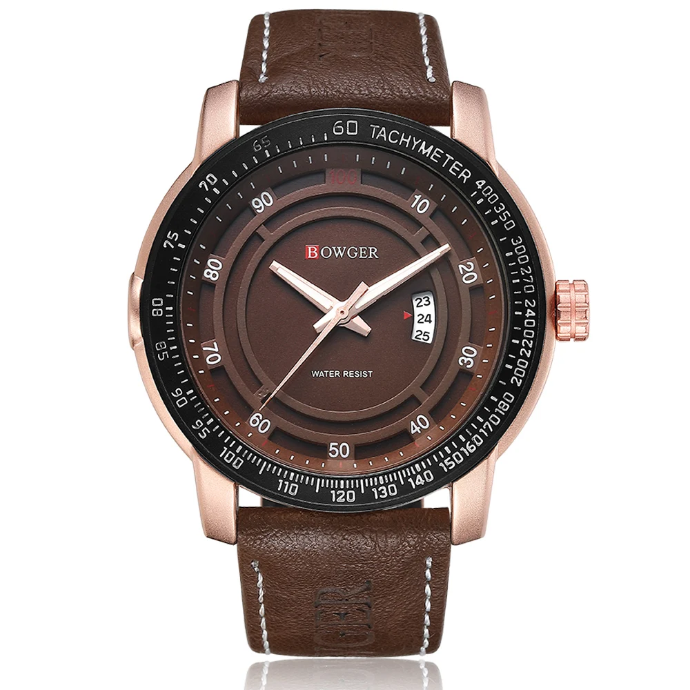 BOWGER Luxury Brand Men Analog Digital Leather Sports Watches Men's Army Military Watch Man Quartz Clock Relogio Masculino (4)