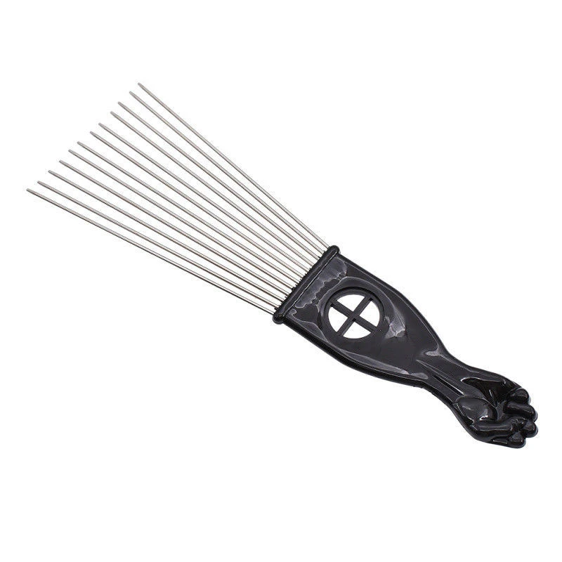 Mayitr 3 Size Black Fist Afro Metal Comb African Hair Pik Comb Brush Salon Hairdressing Hairstyle Styling Tool