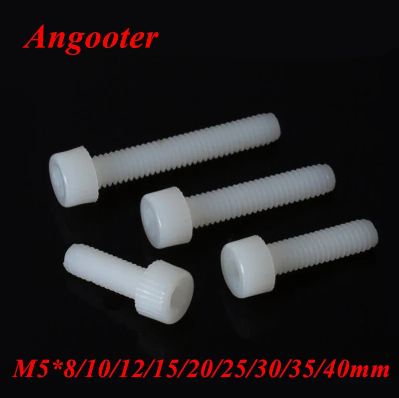 50pcs DIN912 M5 Plastic Nylon Hexagon Socket Hex Head Cap Screw Allen