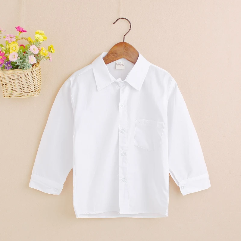2018 Kid Boy Lapel Formal Solid Tops Toddler Button Front White Baby Shirt PE2-in Shirts from