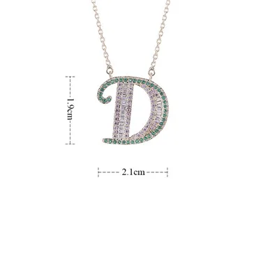 YANMEI 2 цвета Алфавит буквы А до М кулон цепи ожерелье для женщин Горячая Распродажа кубическое ожерелье с фианитами цепи ювелирные изделия YMD1227 - Окраска металла: D-silver