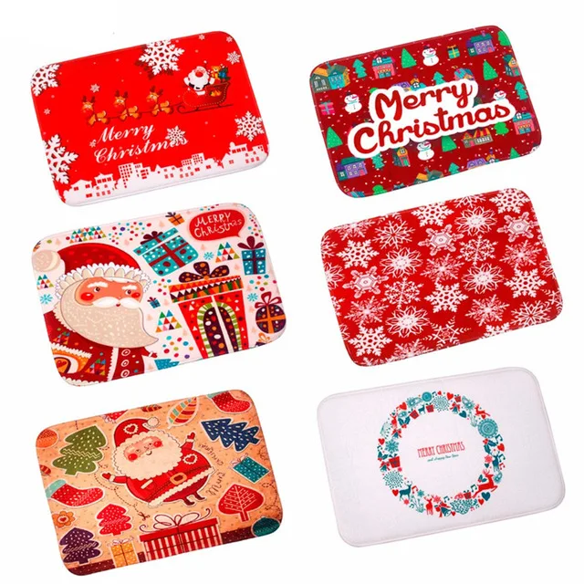 

2019 New Merry Christmas Door Mat Santa Claus Flannel Outdoor Carpet Christmas Decorations For Home Xmas Party Favors Navidad