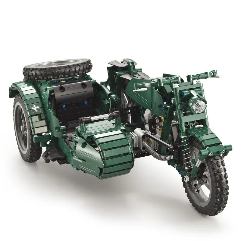 

629pcs Diy Building Blocks World War II Technic Military Remote Control Motorcycle Compatible With Legoingly Toys For Children