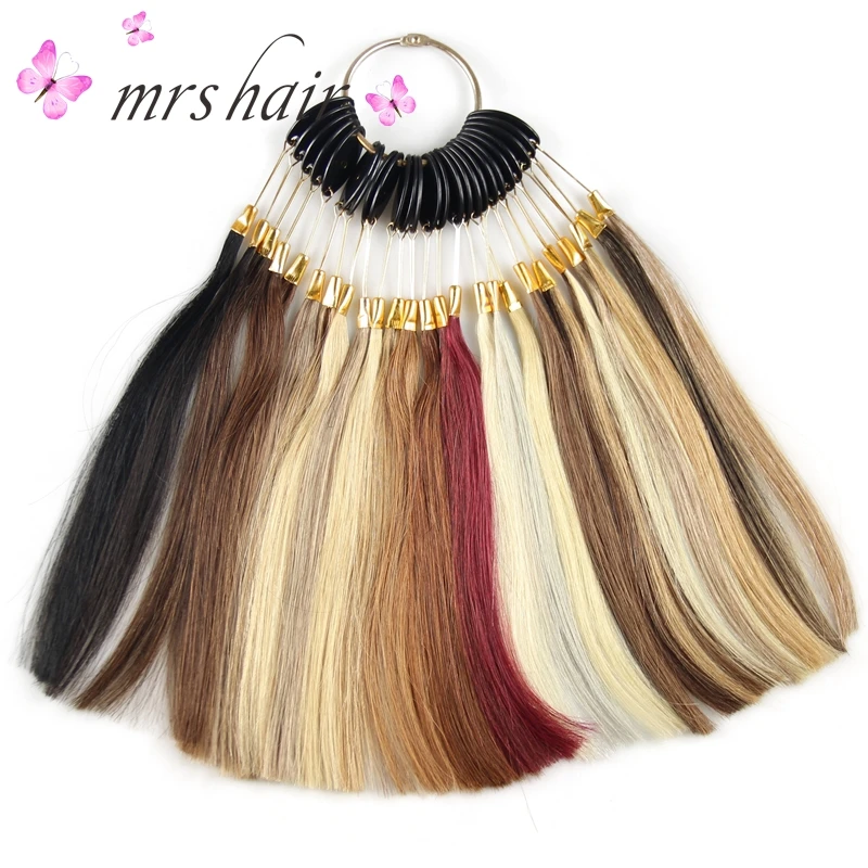 100% Human hair COLOR RING / COLOR CHART/ for hair extensions 28 different colors with ombre color Mix color 100% Human hair COLOR RING / COLOR CHART/ for hair extensions 28 different colors with ombre color Mix color