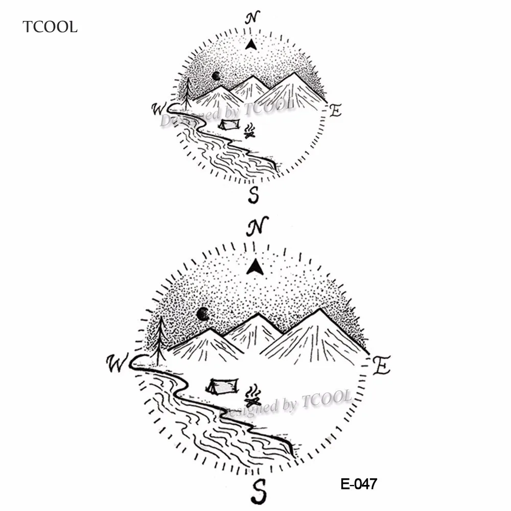 HXMAN горный Временные татуировки наклейка планета татуировки для женщин Мода сексуальный боди-арт водонепроницаемый рука поддельные татуировки 9,8X6 см E-043 - Цвет: E 047