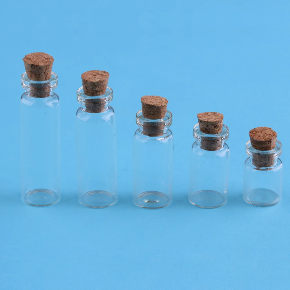 

3 Pcs Clear Mini Message Wishing Glass Bottle Cork Empty Small Tiny Transparent Vials Bottle