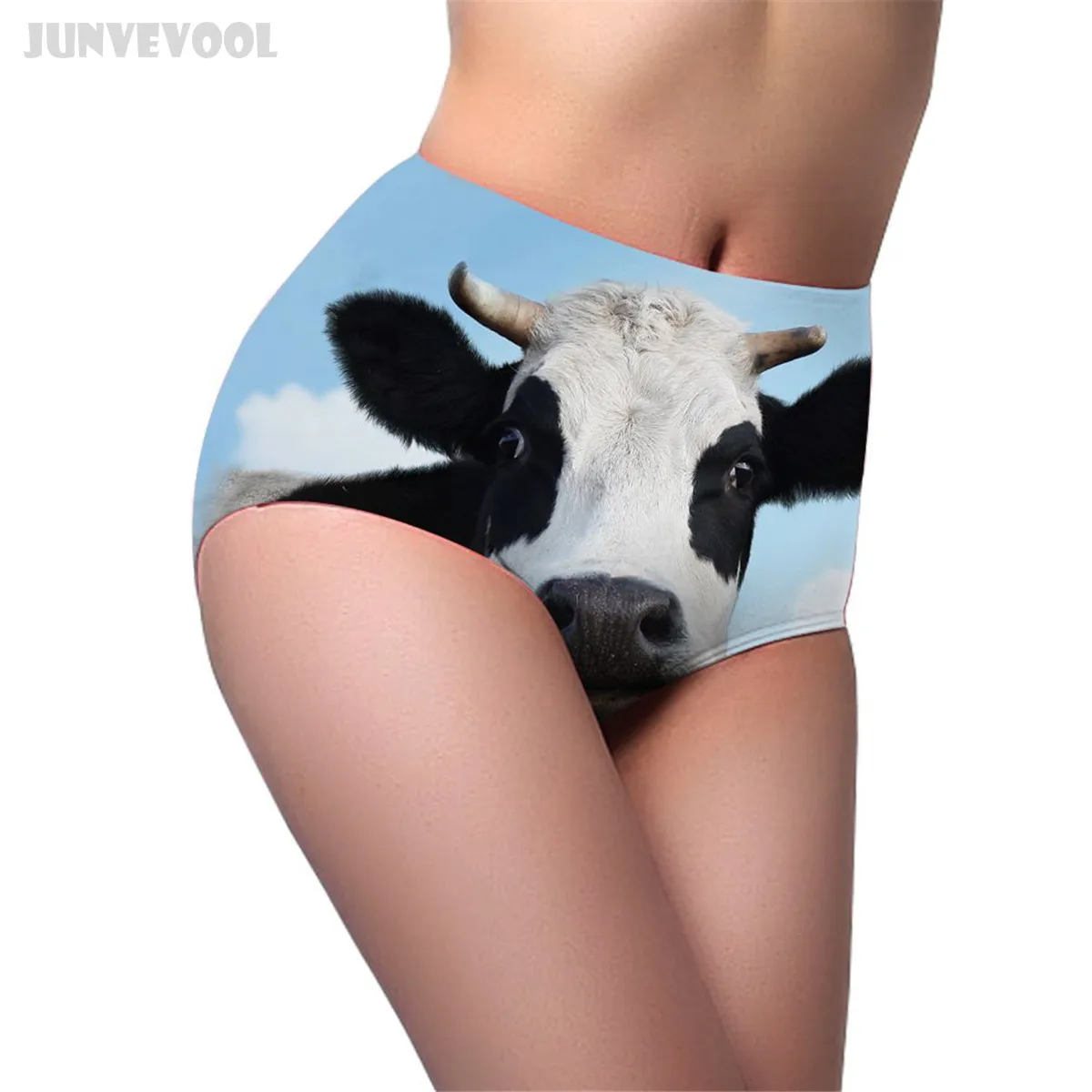 

Shorts Women High Waist Briefs Women's Funny Animal Lingerie Knickers Cow Print Underwear Sexy Underpants 3D Grassland Pants Hot