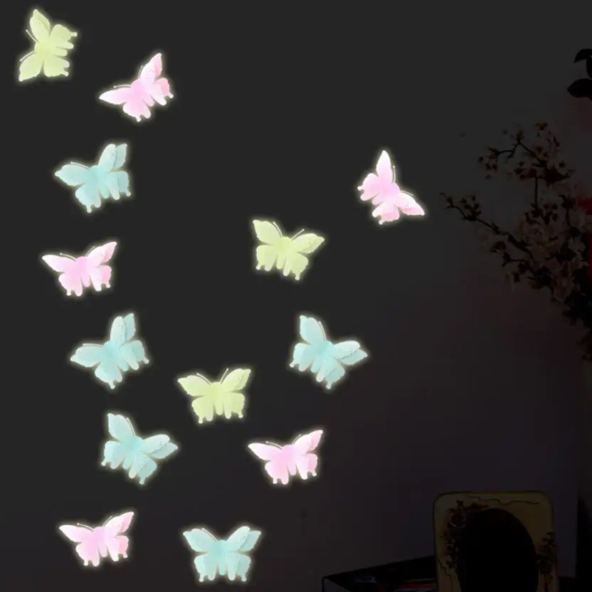 

HUAILE 6PC Luminous Butterflies Glow in the Dark Toys Luminous Stickers Bedroom Sofa Fluorescent Painting Toy for Kids