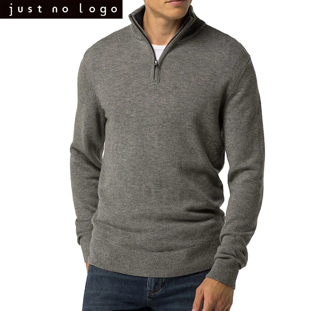 Mens Quater Zipper Sweater Pullover Long Sleeve Half