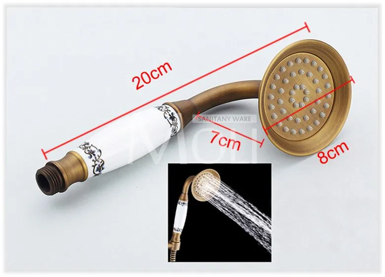 Античный душевой набор, настенный душевой кран с 8 дюймовой душевой насадкой, ручной душ