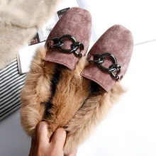 Женские зимние ботинки; обувь с Плюшевым Мехом; женские удобные ботинки на плоской подошве; женская замшевая обувь из натуральной кожи с кроличьим мехом; Botas Mujer