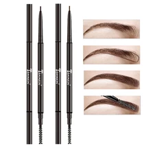 TEAYASON super slim eyebrow pencil dual ended with eyebrow brush waterproof long lasting black brown eyebrow