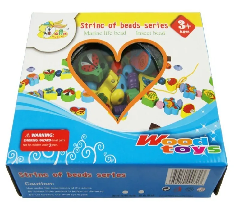 

90pcs Animal shape building blocks Assembly wooden DIY beads toy 4 styles, Insect Digital Fruit model wood large bead Baby toys