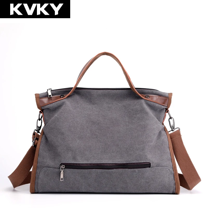KVKY бренд 2018 женские сумки холщовые повседневные на плечо большая