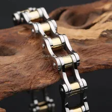 Лидер продаж цвета: золотистый, серебристый 2-тон 316L Нержавеющая Сталь Мотоциклов Браслет-цепочка Мода Стиль для Для женщин Для мужчин ювелирные изделия 10 мм 8.66''