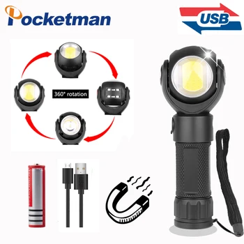 

8000ml Led Flashlight 360 Degree T6+COB lantern Waterproof Magnet red Mini Lighting LED Torch Outdoor use 18650 or AAA battery