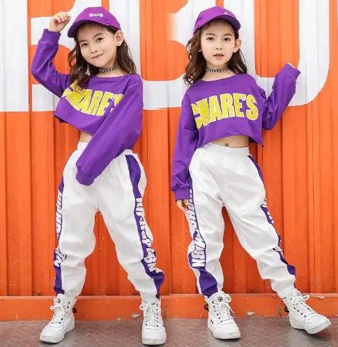 

Kids Hip Hop Costumes for Girls Fashion Jazz Ballroom Dance Clothes Performance Dancewear Stage Dancing Costume Exhibition Suits