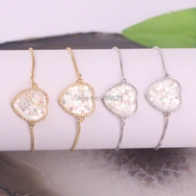 Мода 8 шт. сердце Форма проложить кубического циркония В виде ракушки Разъем Шарм Сеть Регулируемый Браслеты для Для женщин