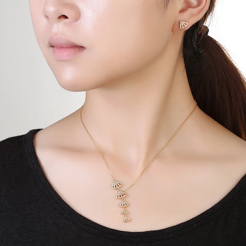 Hadiyana Fashion Shell Shape Cubic Zircon Clear Necklace Earrings Wedding Bridal Jewelry Sets Dress Accessories TZ5038