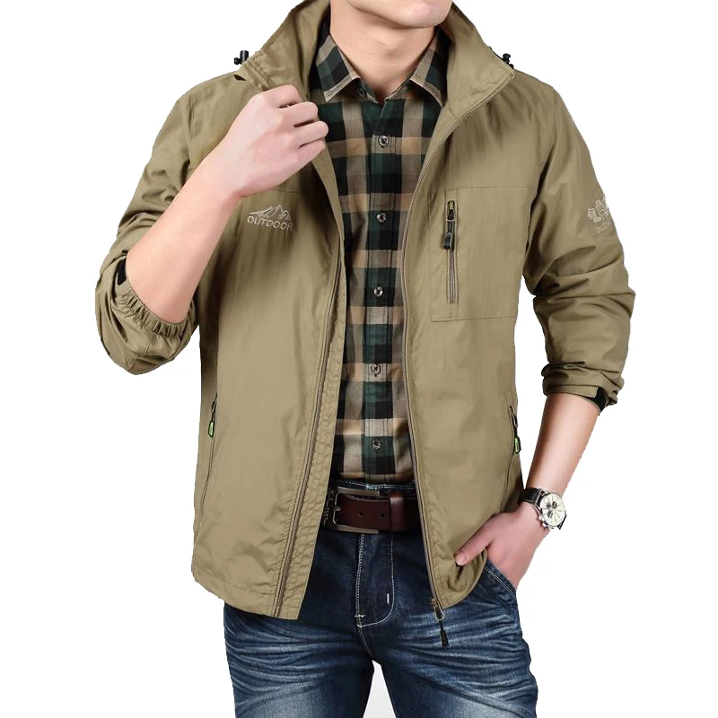 

Men Bomber Jacket Army Soft Shell Jacket New 2018 Spring Autumn Multi-pocket Waterproof Jacket Windbreaker Breathable Raincoat
