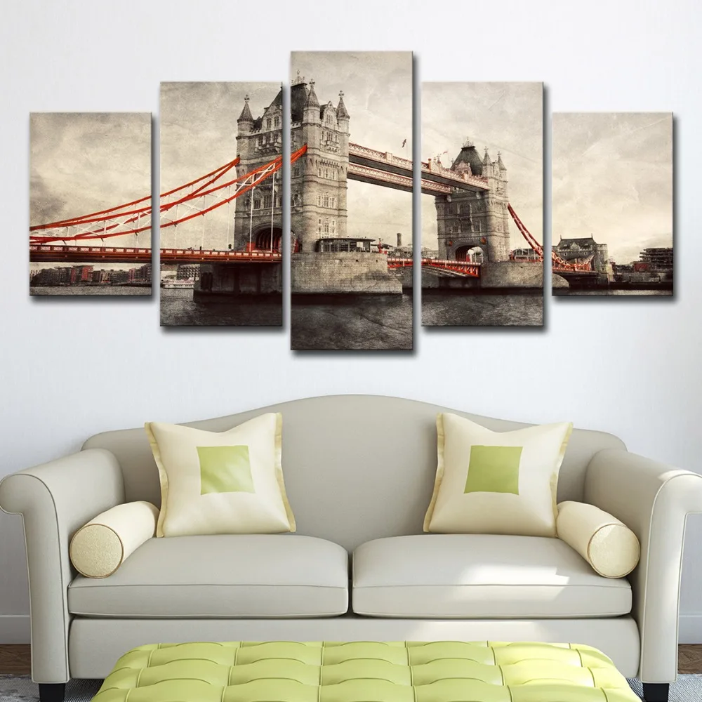 5P0039 Canvas Paintings Home Decor Framework 5 Pieces Tower Bridge Pictures HD Prints London River Thames Posters Living Room Wall Art  (21)