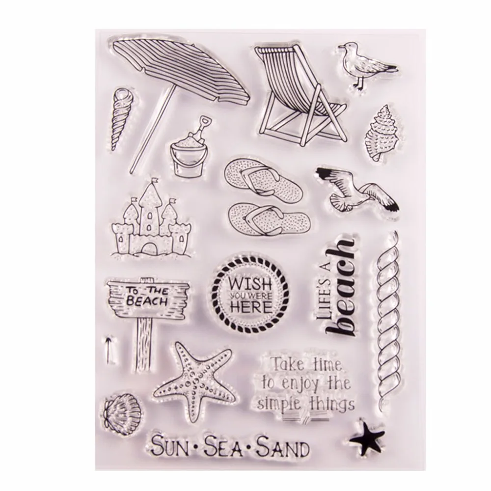 

Beach Silicone Clear Stamp Seal DIY Scrapbook Embossing Album Decor Craft Art