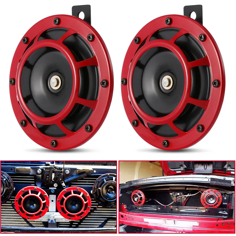 2pcs Car Loud Round Horn Speaker 118dB 12 24V For Car Motorcycle Solid