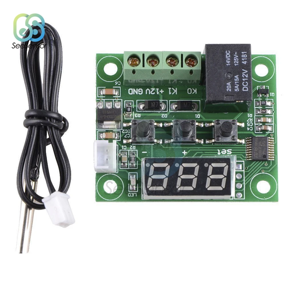 

W1209 DC 12V LED Digital Cool Heat Thermostat Temperature Control Thermometer Controller Switch Module Waterproof NTC Sensor