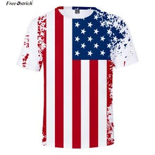 Свободная футболка со страусиным человеком, хлопковая спортивная футболка с флагом США, тактическая футболка для бодибилдинга, футболка с американским патриотическим флагом США, homme