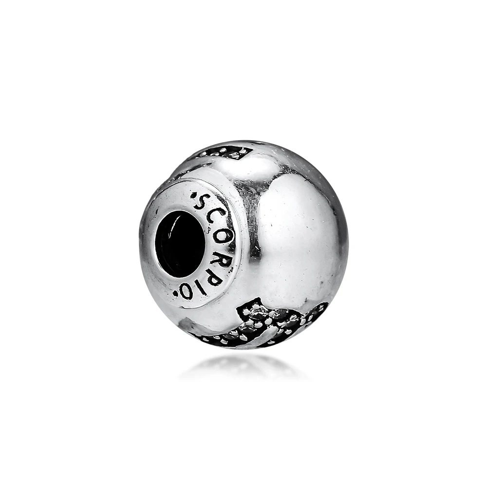 Подходит для браслетов Pandora Essence, Скорпион, бусины с прозрачными фианитами, 925 пробы, серебряные ювелирные изделия, Подвески