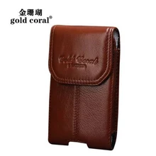 Золотая Коралловая натуральная кожа набедренная сумка на пояс мешочки для телефона дорожная маленькая поясная сумка кожаный чехол для сотового телефона