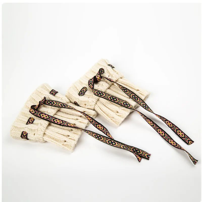 Вязаные гетры для женщин вязаные крючком кружевные веревочные сапоги манжеты