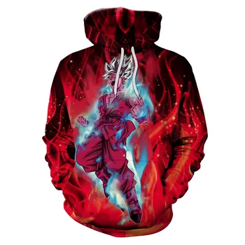 

Hoodies Dragon Ball Fire Print Hoodies with Hat Men Hoodie Loose Hooded Sweatshirt Sudaderas Para Hombre Streetwear Winter